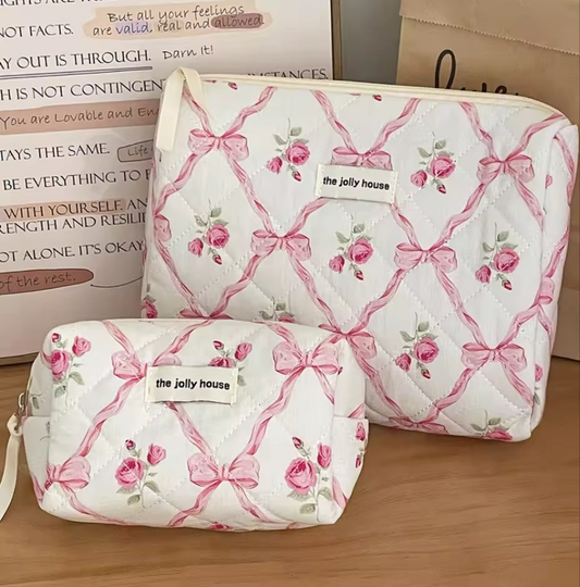 All Over Floral Printed Travel Cosmetic Travel Bag (set of 2)