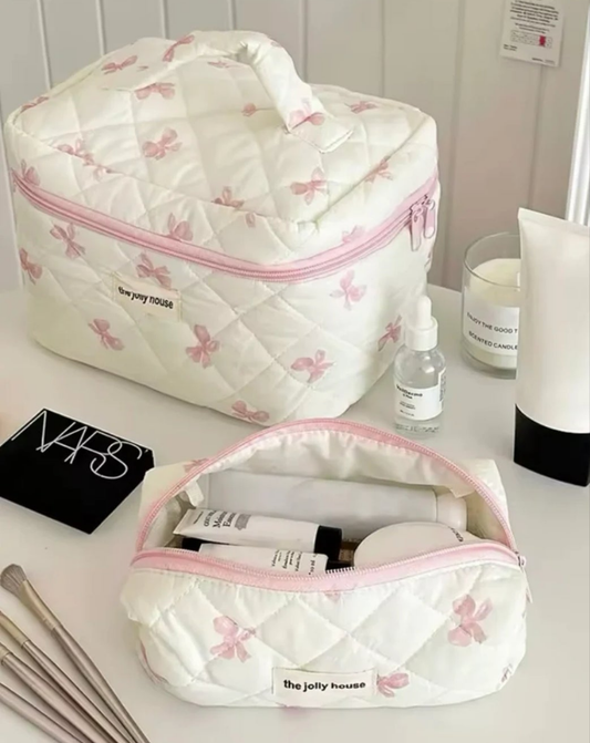 All Over Bow Printed Travel Cosmetic Travel Bag (set of 3)